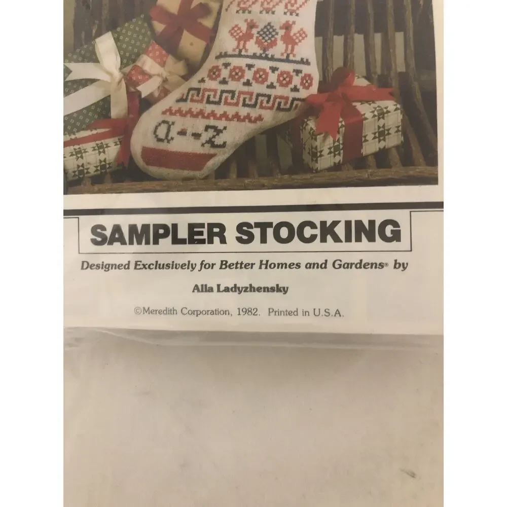 Better Homes & Gardens Cross Stitch Kit Christmas Sampler Stocking 27736 1982